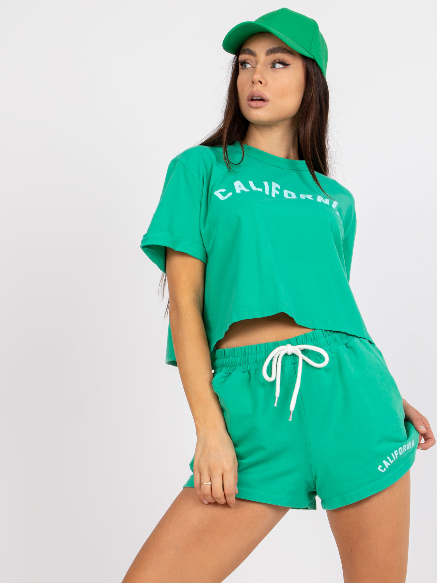 Green cotton summer set with shorts