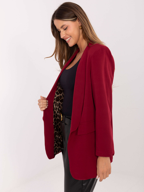 Bordowa damska marynarka bez zapięcia