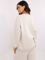 Hurt Jasnobeżowa melanżowa bluza bez kaptura z haftem