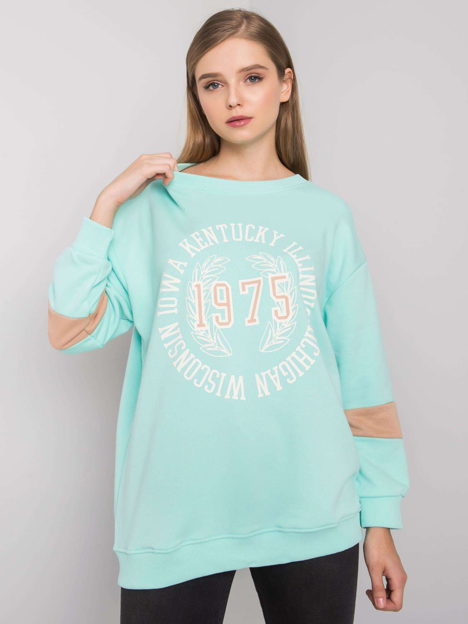 Miętowa bluza oversize z nadrukiem Kate