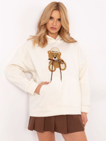 Hurt Kremowa dresowa bluza kangurka z kapturem