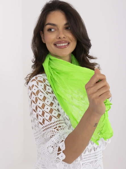 Fluorescent green thin scarf made of viscose.