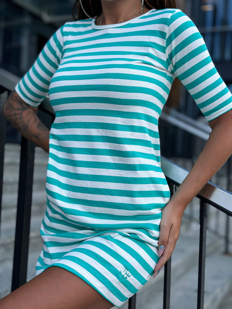 Hurt Biało-zielona sukienka casualowa z bawełny MAYFLIES