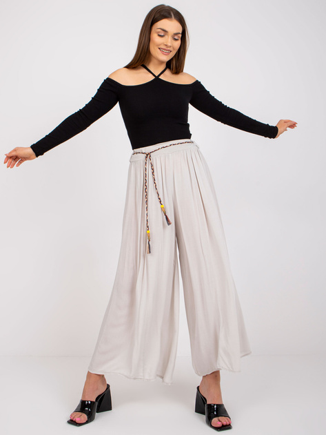 Jasnobeżowe spodnie palazzo z wiskozy Surie OCH BELLA