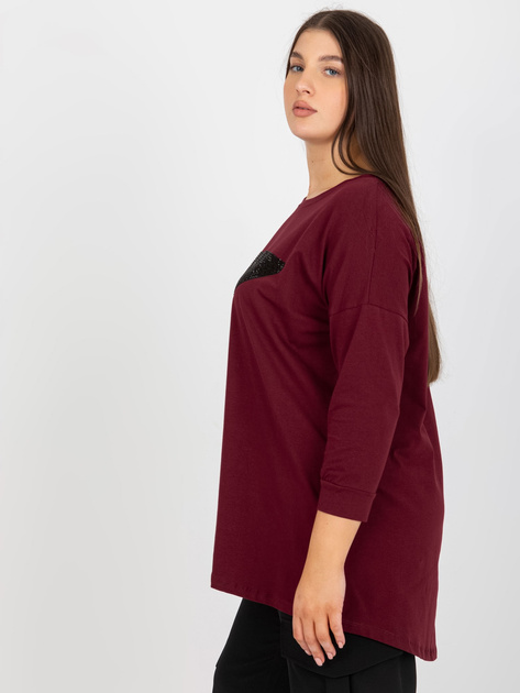 Hurt Śliwkowa bluzka plus size z rękawem 3/4