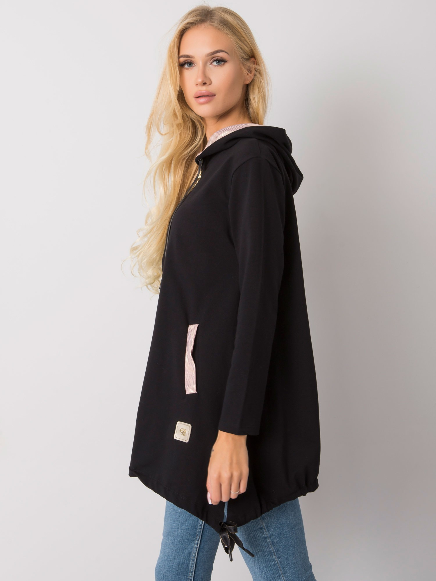 Schwarzer Reißverschluss-Pullover Narissa.