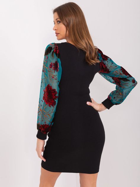 Hurtownia Czarna sukienka dopasowana z bawełny RUE PARIS