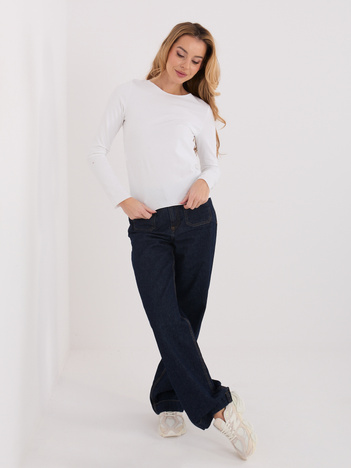 Ecru damski longsleeve basic z bawełny