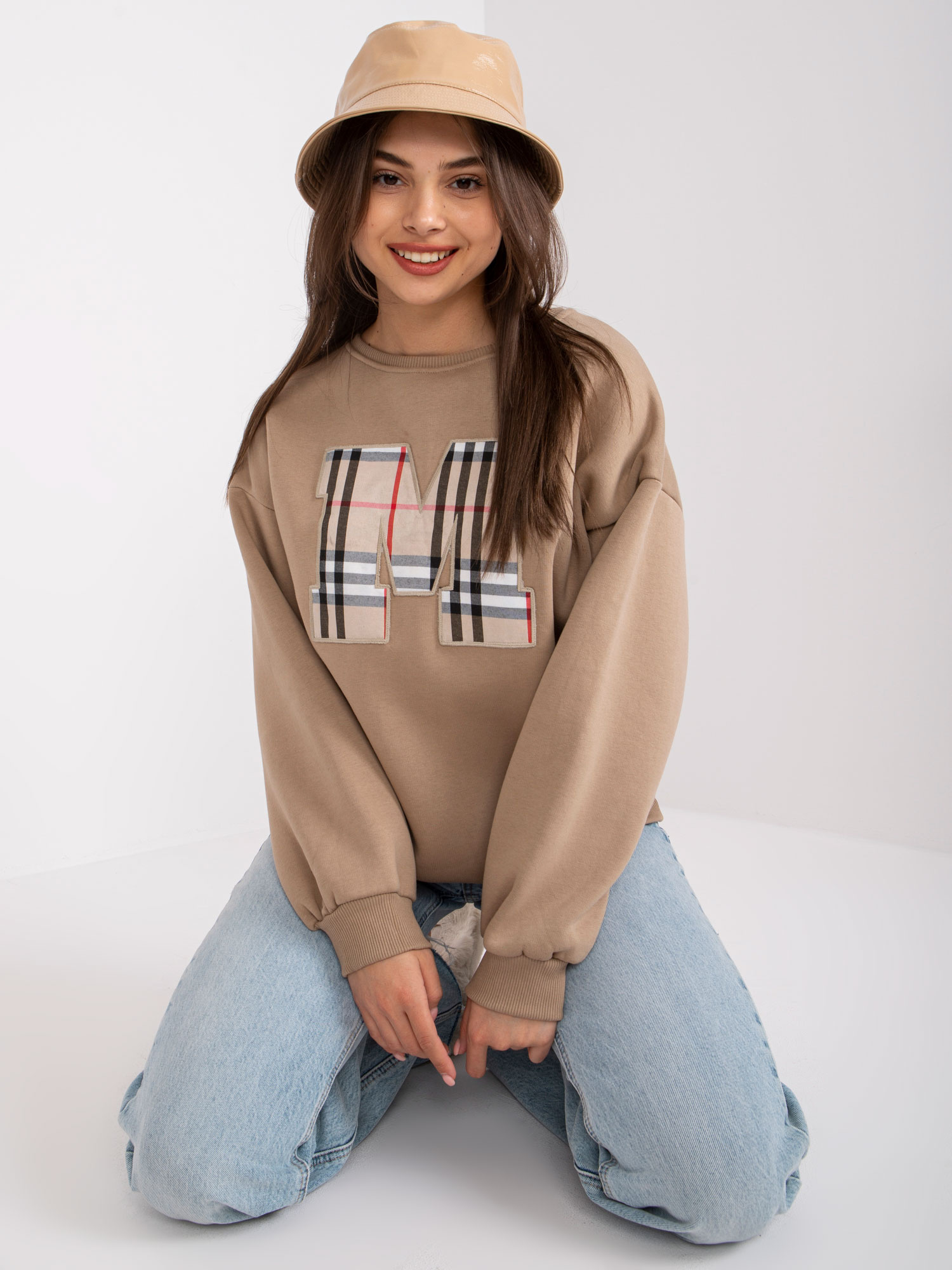 Ciemnobeżowa dresowa damska bluza oversize Elise 