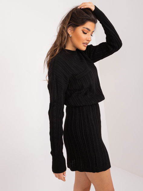 Hurt Czarny dwuczęściowy komplet dzianinowy w warkocze