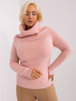 Hurt Jasnoróżowy sweter plus size ze ściągaczami  