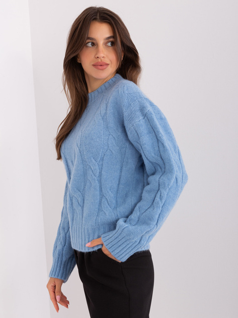 Hurt Jasnoniebieski damski sweter z warkoczami