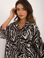 Hurt Ecru-czarny damski komplet w zebrę z rękawem 3/4