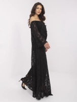 Czarne koronkowe spodnie palazzo od kompletu