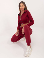 Bordowa krótka rozpinana bluza dresowa Ann RUE PARIS 