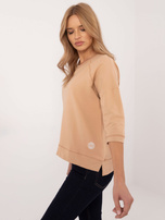 Hurt Camelowa bluzka basic o kroju oversize 