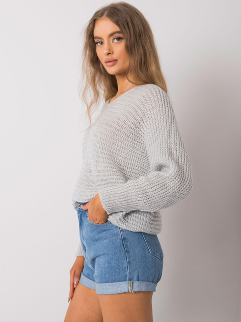 Szary sweter z dzianiny Carina OCH BELLA