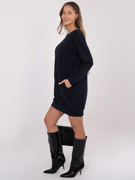 Granatowa dresowa sukienka z kieszeniami BASIC FEEL GOOD