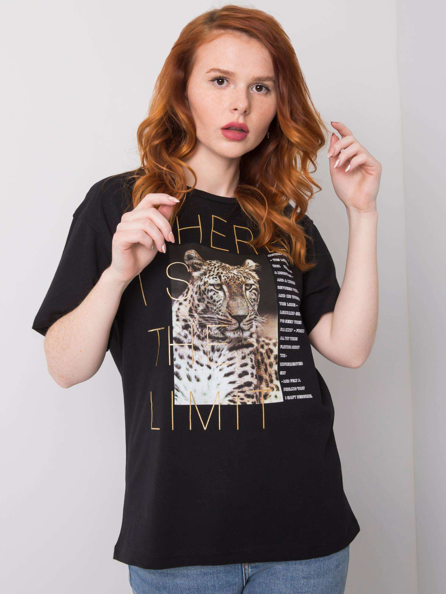 Czarny t-shirt z bawełny Leslie