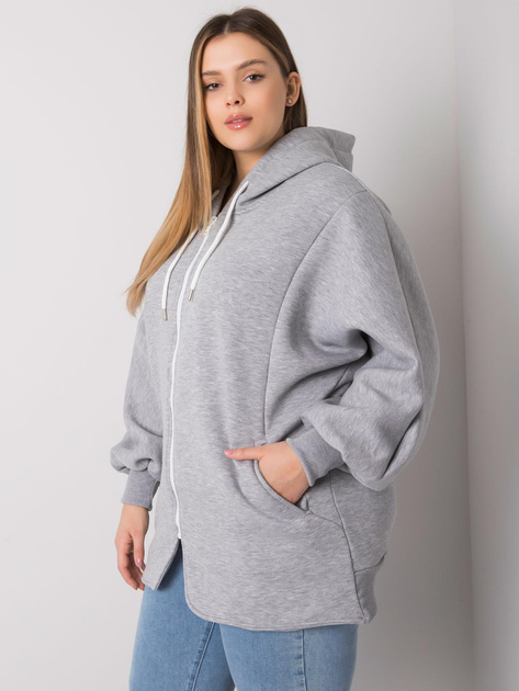 Szara melanżowa bluza plus size z kapturem Ella