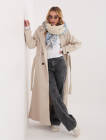 Ecru-niebieski damski szal z wełną