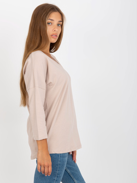 Hurt Beżowa bluzka na co dzień z bawełny RUE PARIS