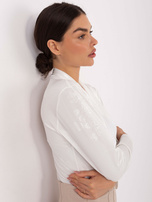 Ecru eleganckie body z kopertowym dekoltem