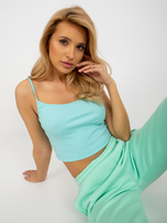 Hurtownia Miętowy trzyczęściowy komplet dresowy z topem