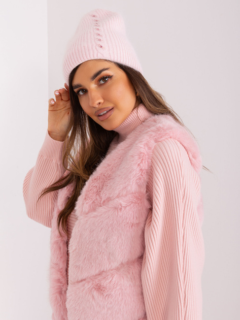 Hurtownia Jasnoróżowa czapka damska zimowa