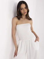 Ecru damski kombinezon z długimi spodniami