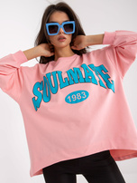 Jasnoróżowo-niebieska bluza oversize bez kaptura
