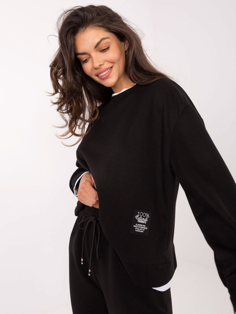 Czarny damski komplet z bluzą bez kaptura