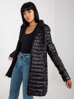 Hurtownia Czarna dwustronna kurtka przejściowa z kapturem