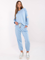 Light blue hoodie and jogger pants set.