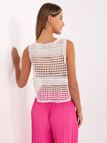 Biały ażurowy top bez rękawów