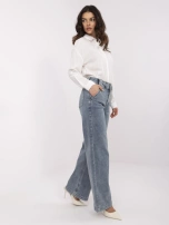 Blue long women's dad fit jeans.