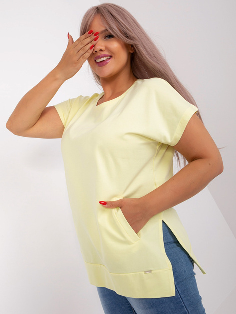 Hurt Jasnożółta bluzka plus size z kieszeniami 