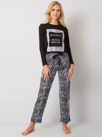 Black Sleeping Set with Print