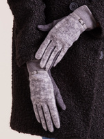 Dunkelgraue Handschuhe mit Strickeinsatz.