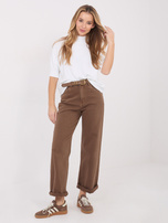 Ecru women's sweater with ribbed cuffs.