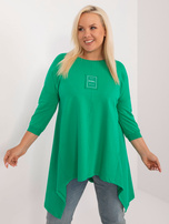 Hurt Zielona asymetryczna bluzka plus size z naszywką