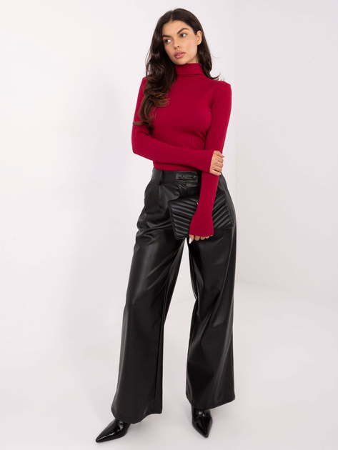 Bordowa prążkowana bluzka basic RUE PARIS