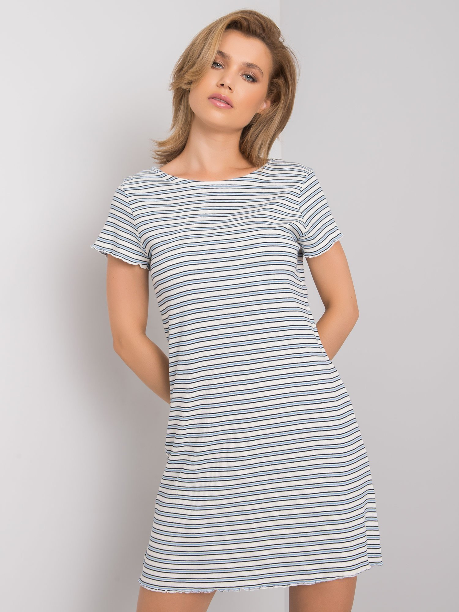 White and blue dress Trina