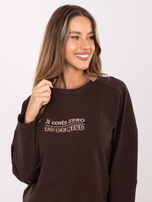 Czekoladowa damska bluza z okrągłym dekoltem 