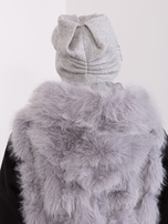 Hurt gray knitted beanie hat with cotton.