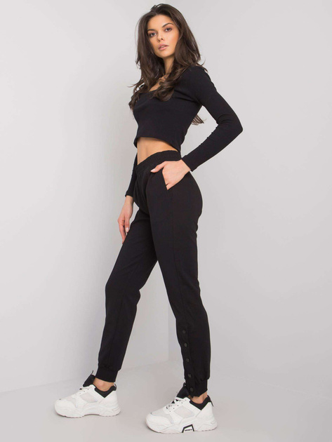 Czarne spodnie dresowe z guzikami Cindy RUE PARIS