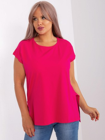 Hurtownia Fuksjowa bluzka plus size z rozcięciami