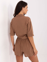 Brązowy letni komplet z szortami OCH BELLA
