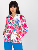 Hurt Biało-różowa welurowa bluza bomberka z nadrukiem RUE PARIS 