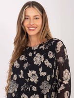 Schwarz-beige gefaltete Bluse Liana.